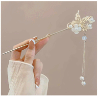 Elegant Chinese Style Hair Clip Tassel Hair Stick Traditional Floral Design Hairstyle Accessory Women Jewelry Hairpin Hairneedle