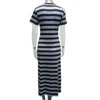 Summer Dresses 2023 Woman Plus Size Dresses For Women Casual Stripe Print V-neck Short Sleeve Loose Long Dress Robe Femme