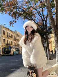 Lautaro Autumn Winter Oversized Loose Casual Luxury Soft Thick Warm Hairy Faux Fox Fur Coat Women Long Sleeve Fluffy Jacket 2024