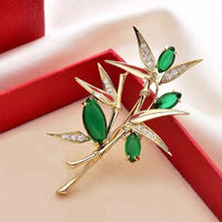 1PC Vintage Temperament Green Jasmine Brooch For Women Crystal Flower Buckle Brooch Dress Clothes Suit Scarf Clip Jewelry Gift