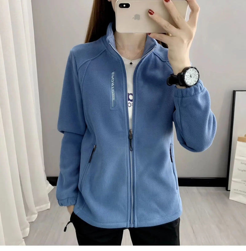 Plus Size Autumn Winter Polar Fleece Warm Coat Women Sweatshirt Outdoor Sports Casual Zipper Cardigan Jacket Top Slim Teenagers