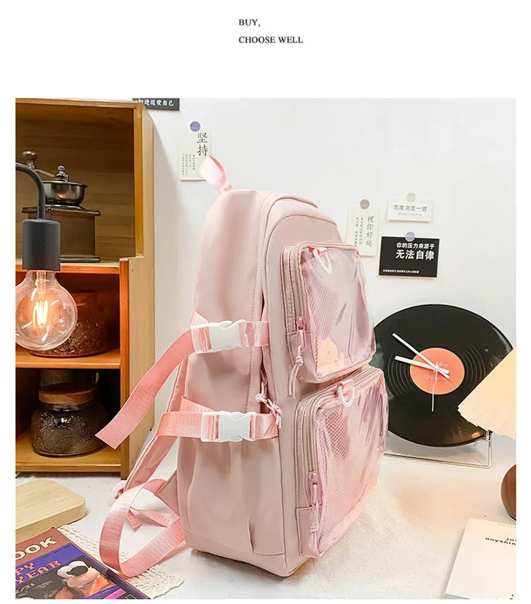 Japanese Kawaii Itabag Women New 2024 Transparent Backpack Women Large Capacity Ita Backpack School Bags For College Student JK