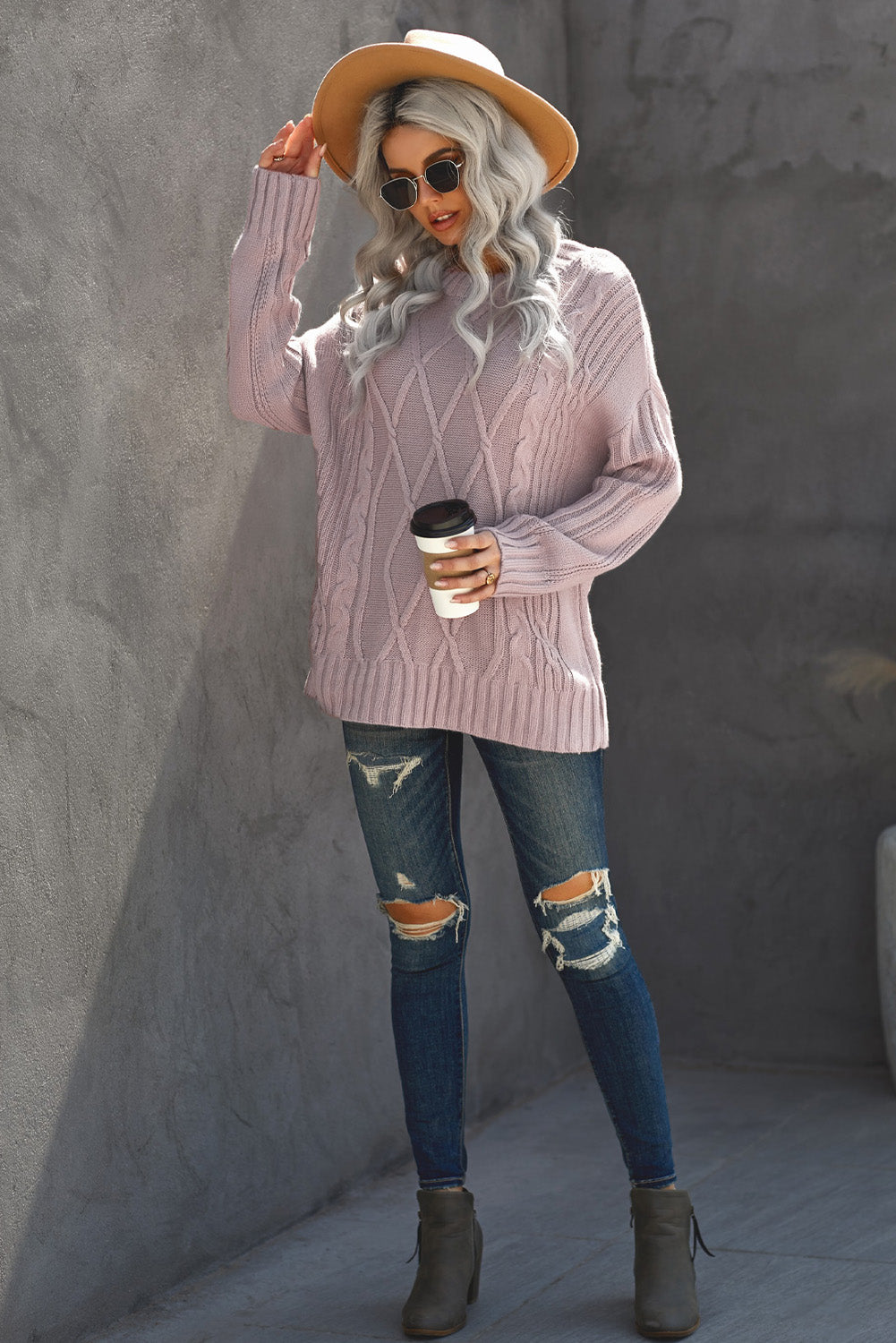 Wine Oversize Thick Pullover Sweater