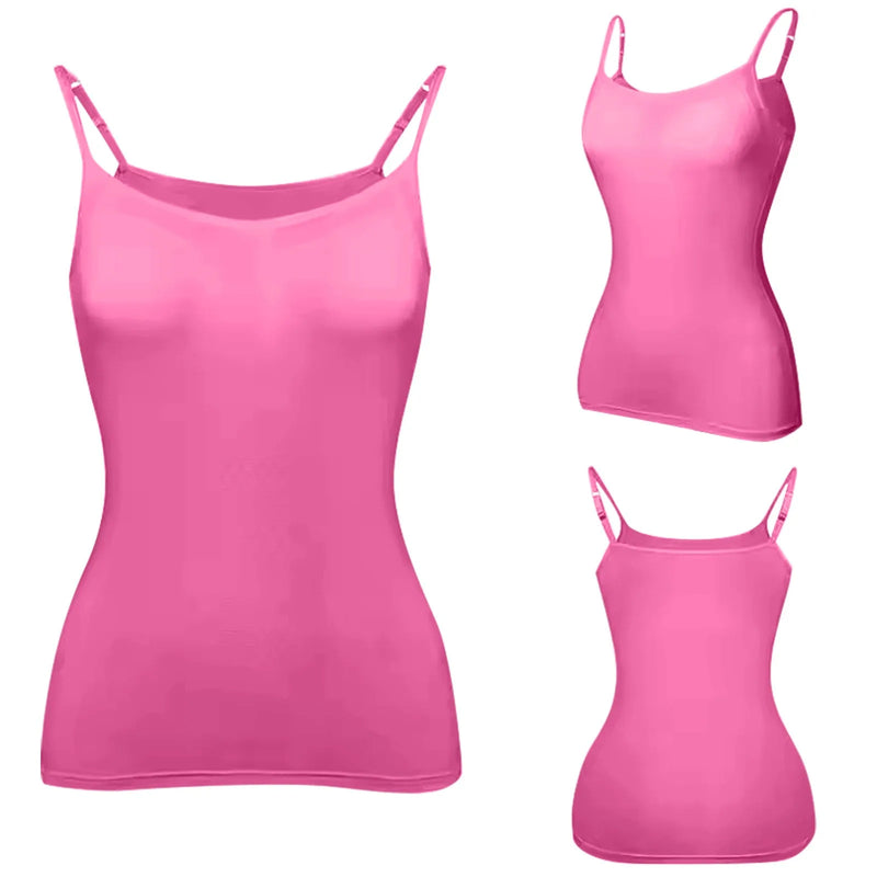 Padded Bra Tank Top Women Modal Spaghetti Solid Cami Top Vest Female Adjustable Camisole With Built In Bra Fitness Clothing