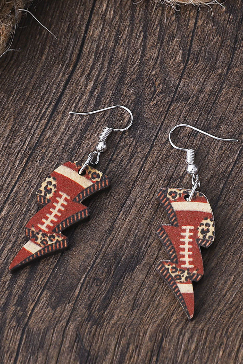 Multicolour Rugby Leopard Print Lightening Shape Earrings