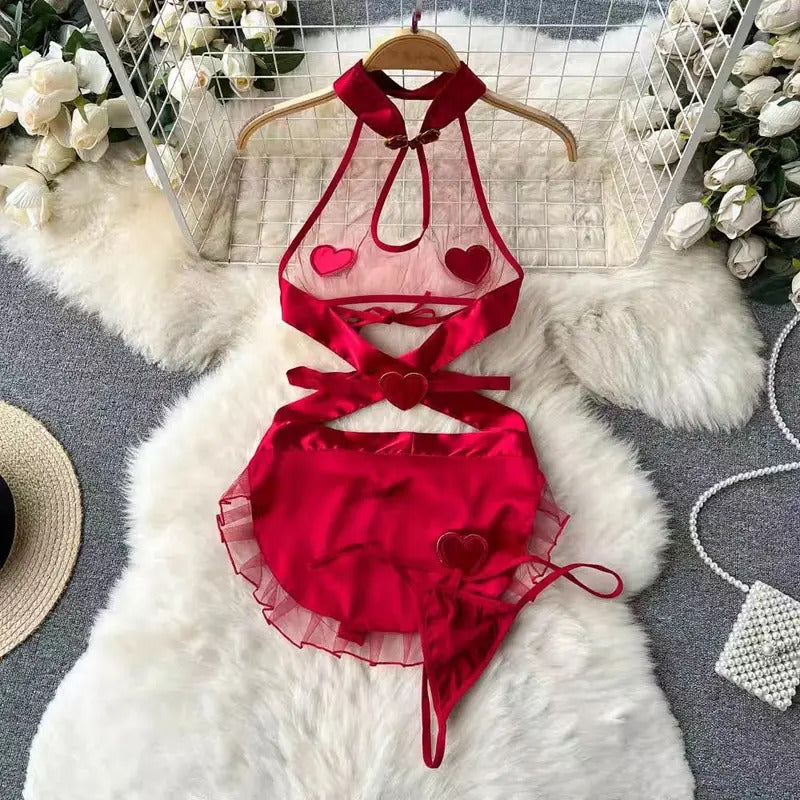 New in Christmas Dress Women's Secret Clothes Sexy Slim Red Short Dress Pajama Erotic Lingerie Winter Hotsweet Bodycon Nightwear