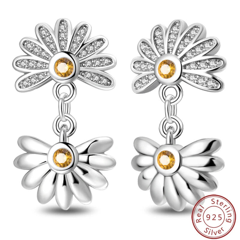 Fresh Spring Women's 925 Sterling Silver Tulip Rose Bee Fruit Original Design Earrings Fit Engagement Party Exquisite Jewelry