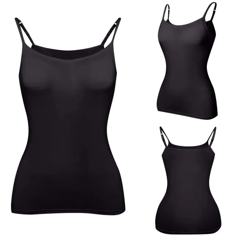 Padded Bra Tank Top Women Modal Spaghetti Solid Cami Top Vest Female Adjustable Camisole With Built In Bra Fitness Clothing