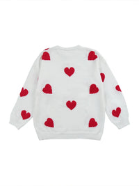 Sporty chic Women's Plus Size Valentine's Day Heart Pattern Sweater Casual Long Sleeve Drop Shoulder Sweater Women's