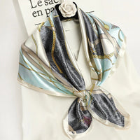 90*90cm Women Scarf Silk Feeling Hair Neck Square Brand Office bandanna muffler Waiter Flight Attendants Handkerchief Rings wrap