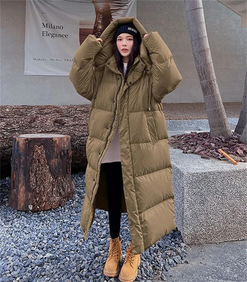 Warm Winter Pink Hooded Long Women Parkas Chaqueta Thick Cotton Padded Windproof Parcas Overcoat Casual Loose Snow Wear Jaquetas