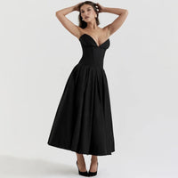 Black Elegant Wedding Events Dress Sexy Strapless Corset Dress Midi Christmas Party Dresses for Women Clothing