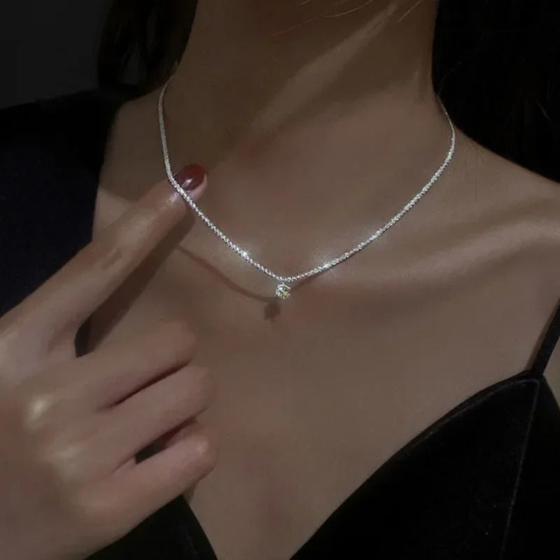 Popular Sparkling Necklace for Women Silver Colour Clavicle Chain Choker Fashion Jewelry Wedding Party Birthday Gift