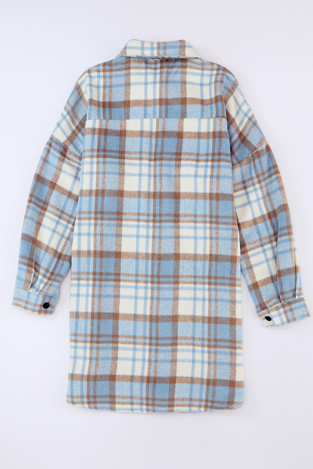 Green Plaid Flap Pocket Long Sleeve Shacket