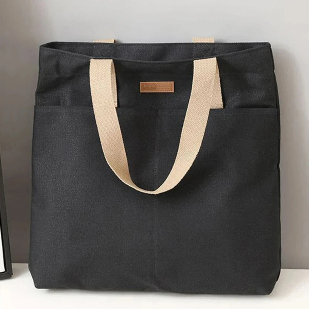 1Pc Women's Tote Bag Canvas Sewing Thread Large Capacity Advanced Sense Handbag Convenient Practical Female's Commuter Bag