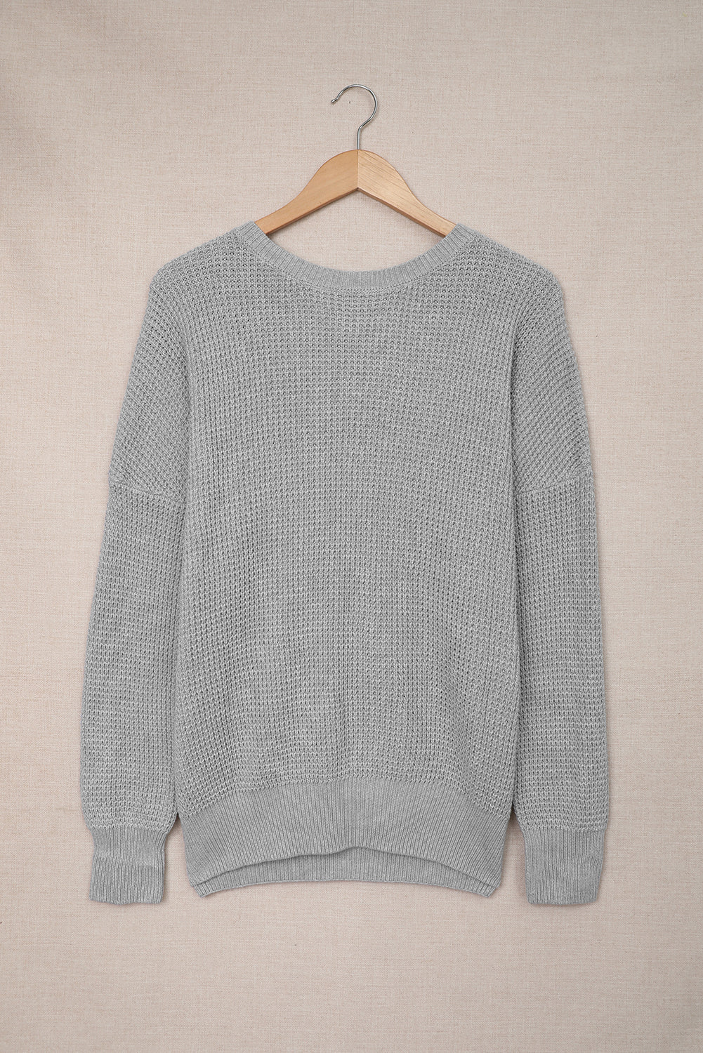 Brown Cross Back Hollow-out Sweater