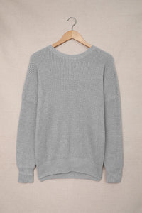 Brown Cross Back Hollow-out Sweater