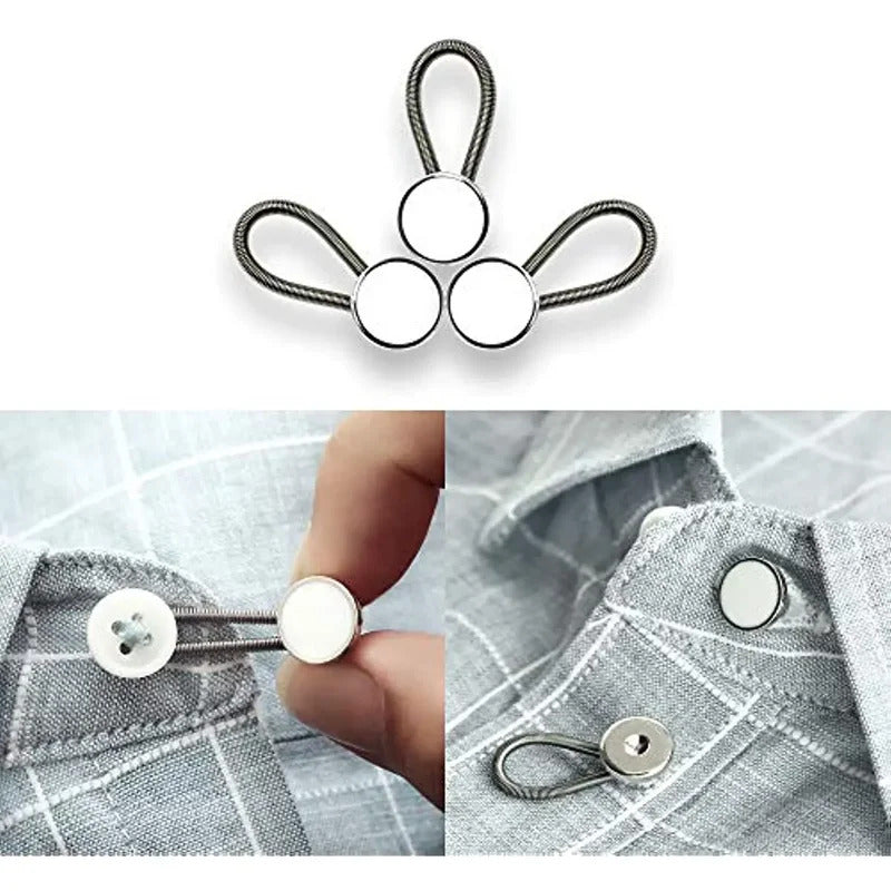 10MM Metal Elastic Collar Extenders Button Extenders for Shirt Dress Trousers Coat Collars Free Sewing Waistband Expander