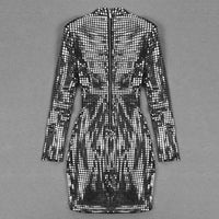 GACVGA Shiny Plaid Sequins 2024 Autumn Winter Women Dress O-Neck Long Sleeve Sexy Bodycon Mini Club Party Dresses Vestidos