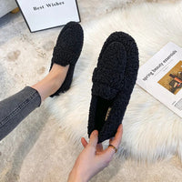 Luxury Sheep Fur Lined Loafers Women Lambswool Shoes Ladies Winter Slip On Furry Flats Cotton Wool Mocasine Femme Barefoot Boots