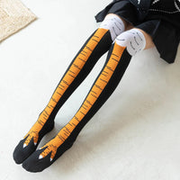 Chicken Paws Feet Long Socks Women Over The Knee Stockings Funny Cartoon Chicken Leg Claw Ladies 3D Print Thigh High Socks Gifts