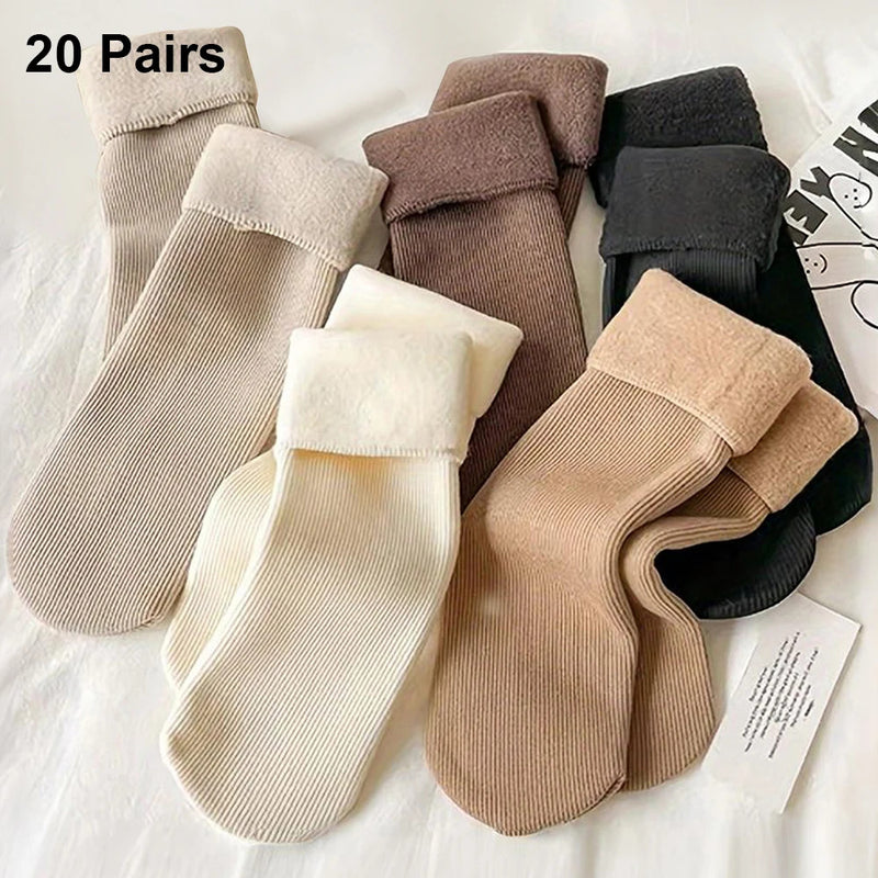 5/10/20 Pairs Women Winter Thicken Warm Short Socks Thermal Cashmere Wool Socks Nylon Snow Velvet Boots Home Floor