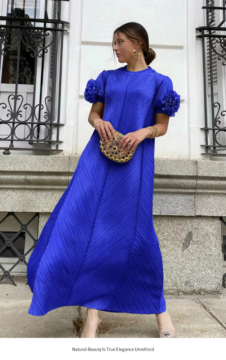 Miyake Pleated Heavy Industry Flower Disc Geometric Pleated Dress Versatile Age-reducing Mother Outfit 2024 for Women