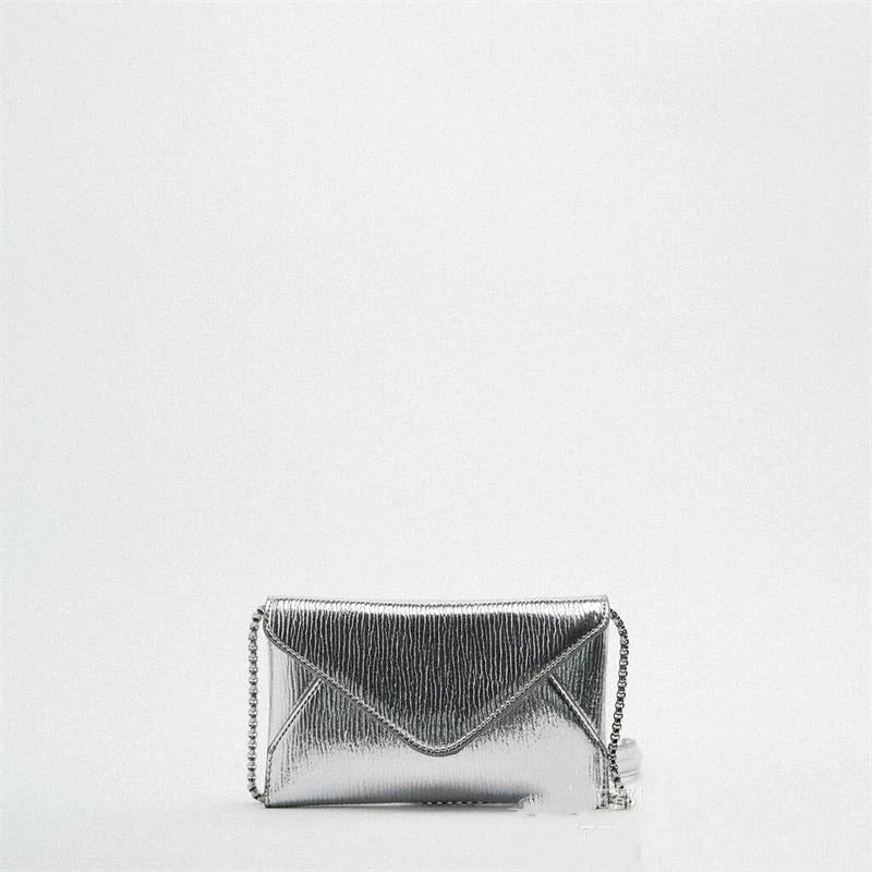 Women's Bag, Fashionable Single Shoulder Small Square Bag, Mini Chain Envelope, Crossbod Bag Women Silver Handbags