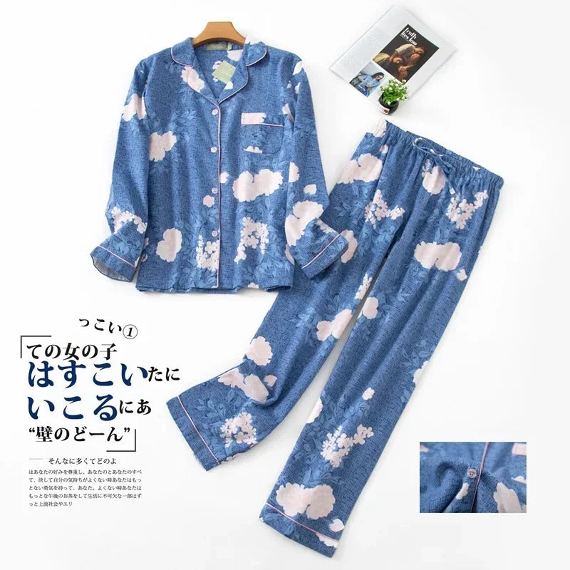 Women's Pajamas Plus Size S-XXXL Clothes Ladies Flannel Cotton Home Wear Suit Autumn Winter Pajamas Plaid Print Sleep Tops