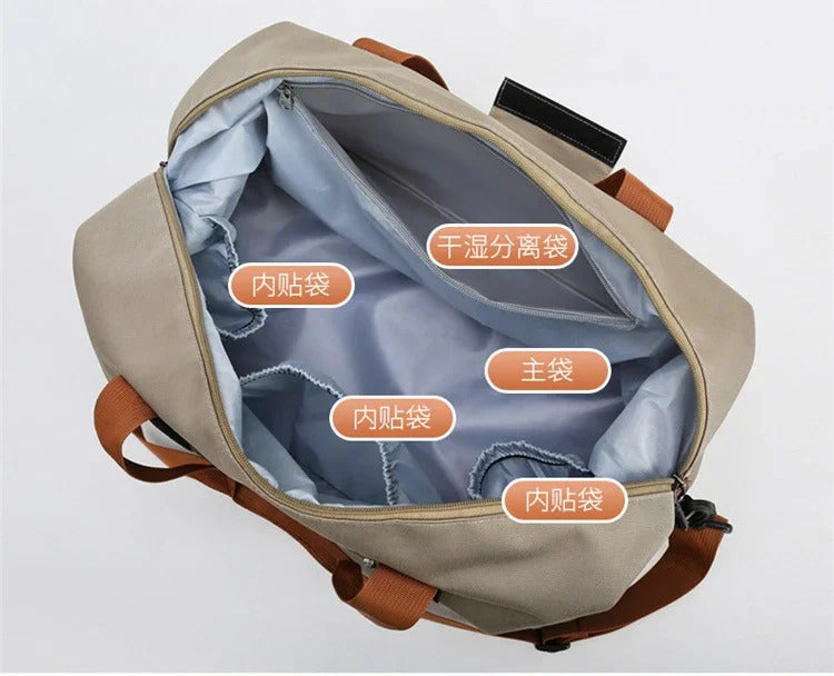 Gym Travel Bags Large-Capacity Luggage Dry-Wet Separation Sports Fitness Shoulder Bag Short-Distance Travel Handbags for Women