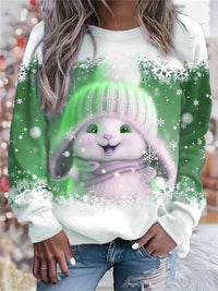 Women Christmas Sweatshirts Winter Snowman Snowflake Print Long Sleeve Y2k Hoodie Streetwear Pullovers Tops Comfortable Clothing