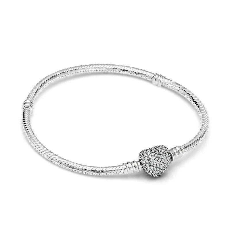 925 Silver Heart Snake Chain Bracelet For Women Infinite Knot Butterfly Infinity Clasp Femme Bracelet Bangles Luxury Jewelry