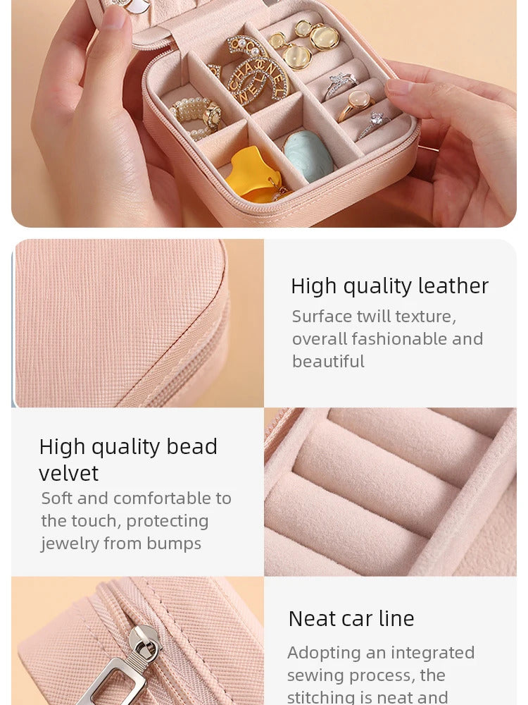 Portable Jewellery Box Ring Box Necklace Earring Storage Box Home Travel Jewellery Box Leather Display Case