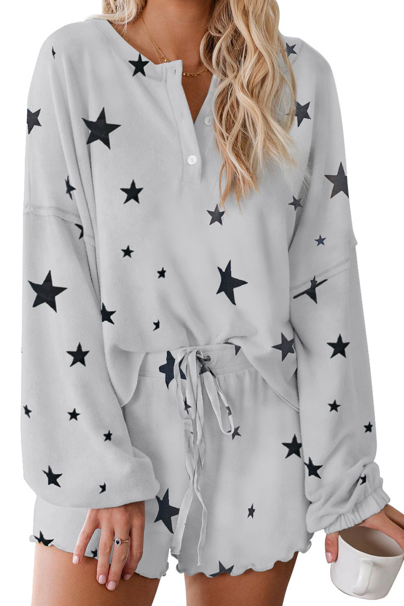 Star Print Knit Pajamas Set