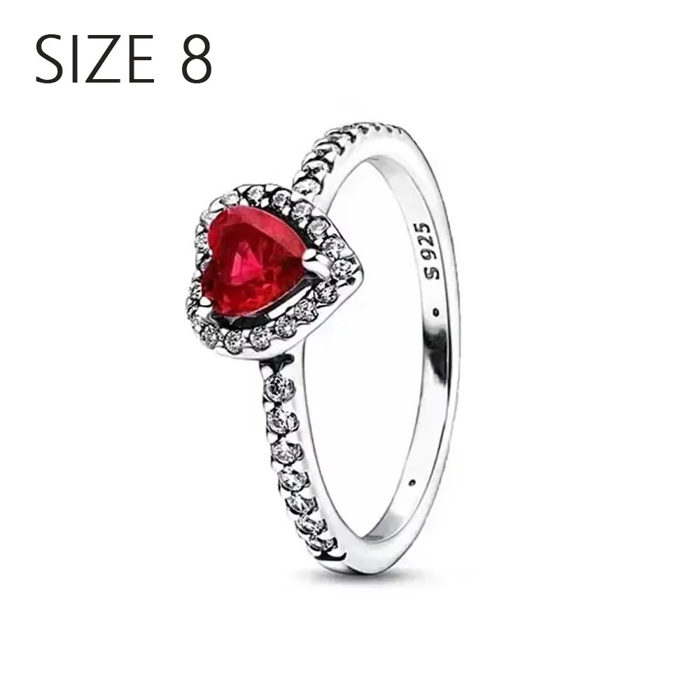 S925 Sterling Silver Valentine's Day Red Series Red Heart Charm Bow Ring Heart Necklace Fit Bracelet DIY for Women Jewelry Gift