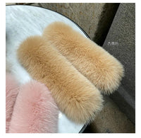 Natural Fox Fur Cuffs Wrist Arm Warmer Women Jacket Coat Sleeve Fur Triming Ladies Bracelet Real Fur Wristand Glove Snap Ring