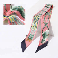 Korean Spring New Chain Buckle Decoration Ribbon Small Scarf Women Twill Tied Bag Handle Ribbon Hair Band Souvenir Small Scarf