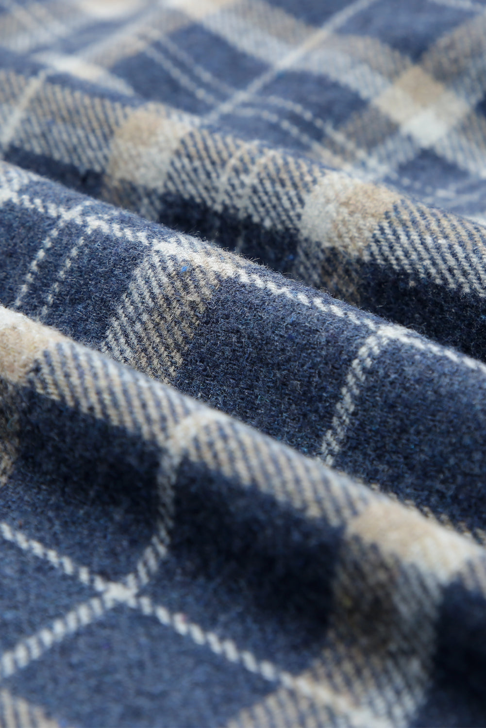 Blue Plaid Pattern Sherpa Lined Hooded Shacket