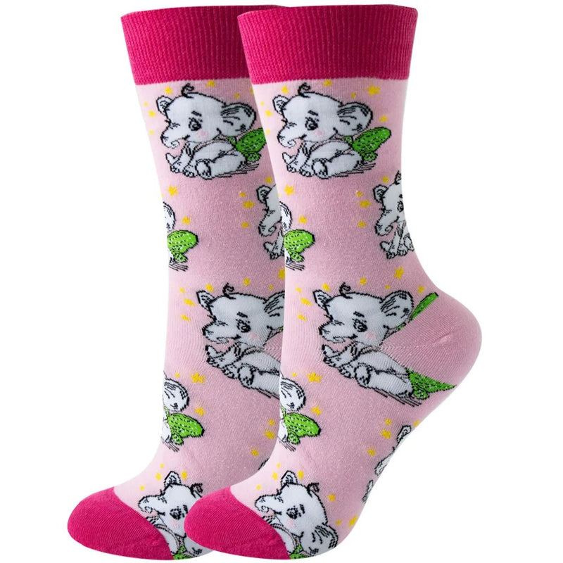 New Fashion Colorful Funny Happy Casual Women Socks Dress Harajuku Cute Animal Cartoon Men's Socks