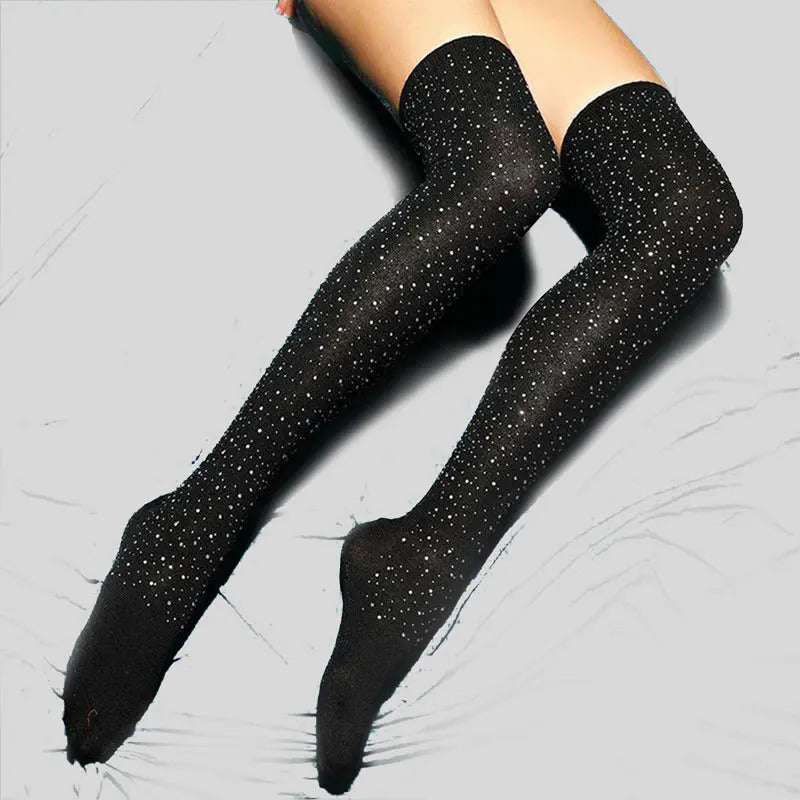 Sexy Rhinestone Lingeri Long Sock Women  Long Sock Thigh High Over The Knee Stockings sexy Lolita Ladies Girls Warm Knee Socks