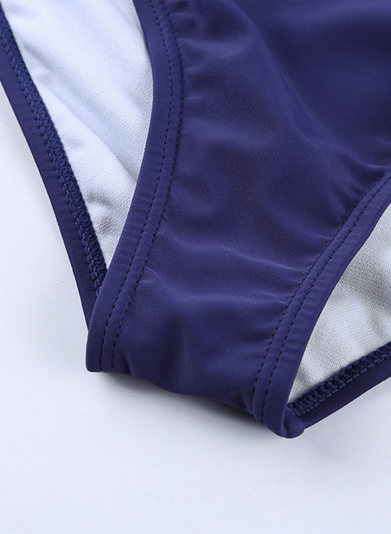 Blue Hollow-out Sides High Waist Swim Bottoms