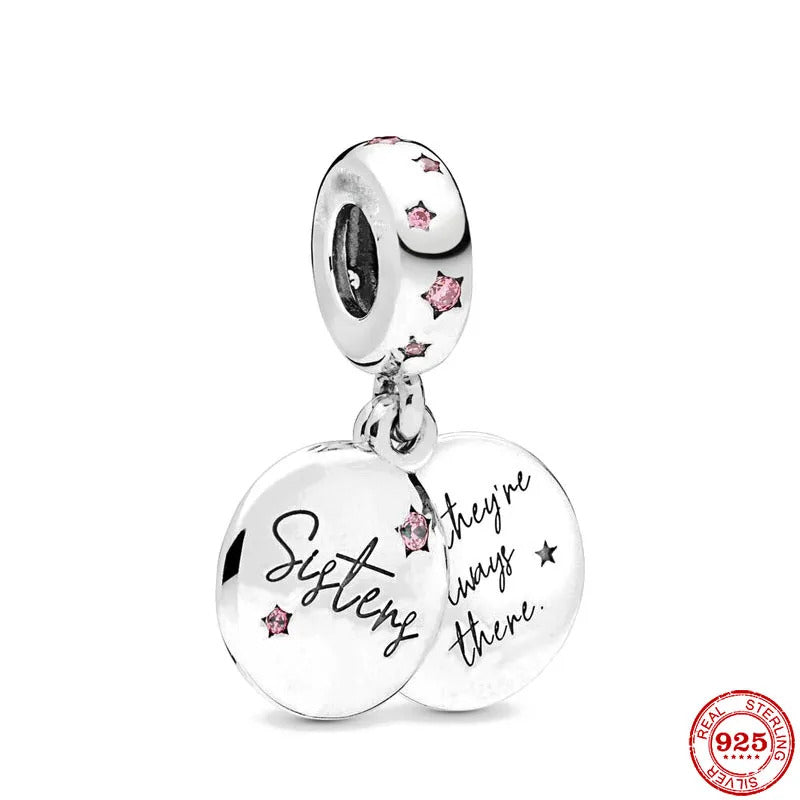 Europe 925 Silver Family Charm Fit Original Bracelet Jewelry Pendant Boy Girl Sparkling Mom Bead Sisters Pandora Dangle Plated