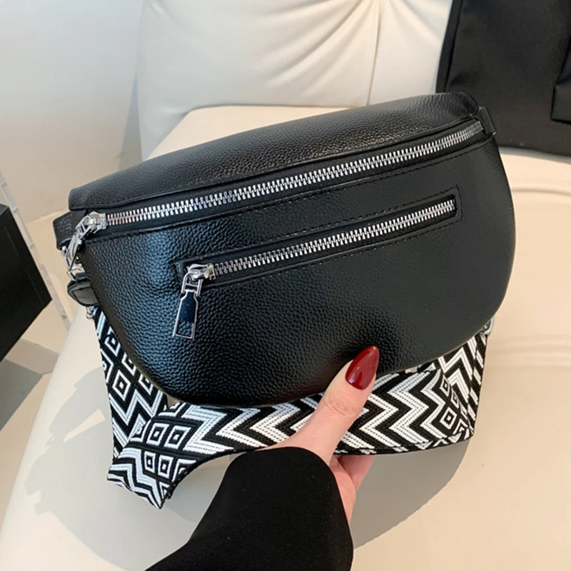 PU Leather Retro Banana Bag Women Chest Bag Waist Fanny Pack Sling Crossbody Shoulder Bag Chest Bum Belt Bag Half Moon Hobo Bag