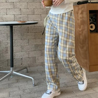 Fashion Warm Plush Pants Cashmere Thick Plaid Ladies Winter Casual Loose Wide-legged Pants Korean Streetwear Students