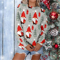 Women Christmas Sweatshirts Winter Snowman Snowflake Print Long Sleeve Y2k Hoodie Streetwear Pullovers Tops Comfortable Clothing