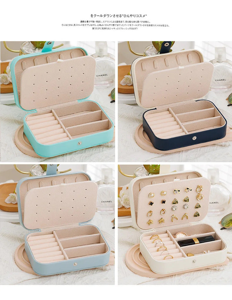 Portable Jewelry Storage Box Travel Organizer Jewelry Case Leather Storage Earrings Necklace Ring Jewelry Organizer Display