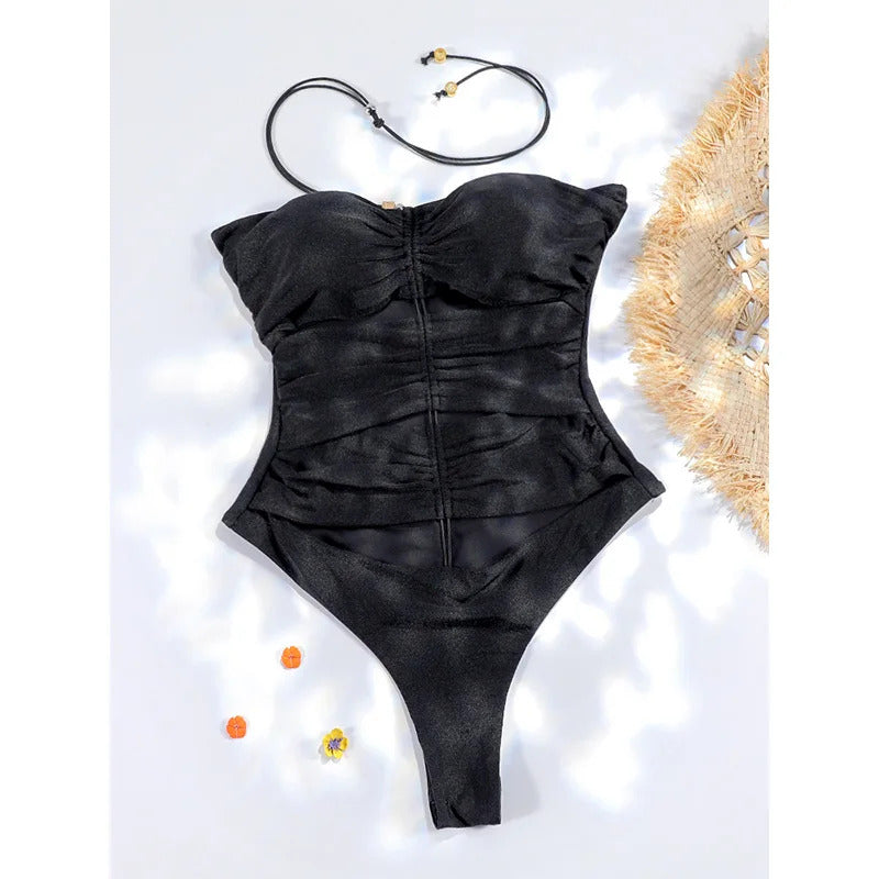 Rinabe Hollow Out One Piece Set Black Swimsuit Women Sexy Swimwear 2024 Bodysuit Female Summer Beachwear