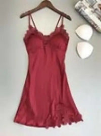 Lace Ice Silk Sleeping Dress Medium Length Sleeveless Tank Top Sexy Sleeping Dress Can Be Worn Externally Home Wear