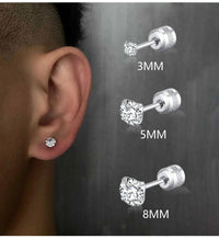 1Pair Stainless Steel Crystals Stud Earrings For Men Women Not Fade Ear Rings Jewelry