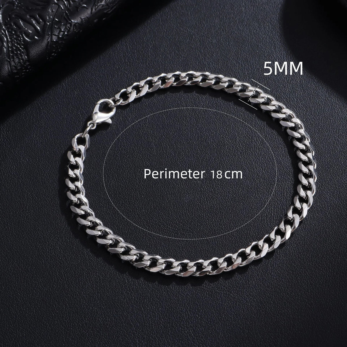 New Trendy Cuban Chain Men Bracelet Classic Stainless Steel 3/5/7/9mm Width Chain Bracelet For Men Women Jewelry Gift